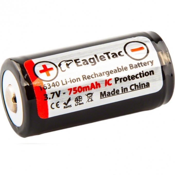 Аккумулятор EAGLETAC 16340 PCB 750 мАч, защищенный 6941368220102